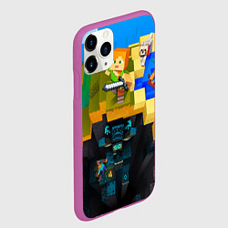 Чехол iPhone 11 Pro матовый Майнкрафт - раскопки, цвет: 3D-фиолетовый — фото 2