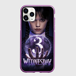 Чехол iPhone 11 Pro матовый Уэнсдэй и вещь с хрустальным шаром, цвет: 3D-фиолетовый