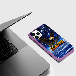 Чехол iPhone 11 Pro матовый Freedom - орел разрывает цепи, цвет: 3D-фиолетовый — фото 2