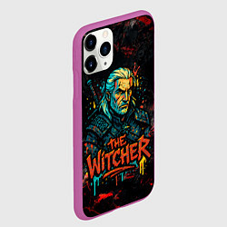 Чехол iPhone 11 Pro матовый Ведьмак стиль граффити, цвет: 3D-фиолетовый — фото 2