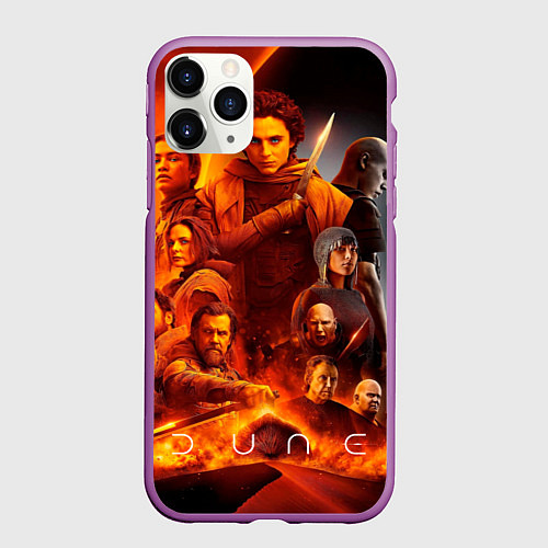 Чехол iPhone 11 Pro матовый Главные герои Dune part two / 3D-Фиолетовый – фото 1