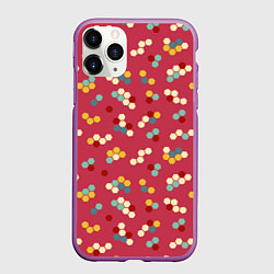 Чехол iPhone 11 Pro матовый Мозаика из шестиугольников на розовом, цвет: 3D-фиолетовый