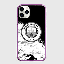 Чехол iPhone 11 Pro матовый Манчестер сити черно белые краски, цвет: 3D-фиолетовый