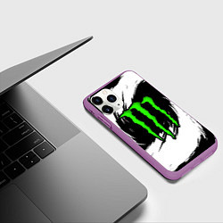 Чехол iPhone 11 Pro матовый Monster energy - белый, цвет: 3D-фиолетовый — фото 2