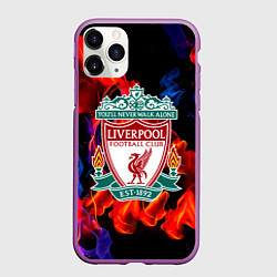 Чехол iPhone 11 Pro матовый Liverpool огненный стиль текстура
