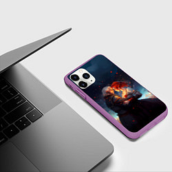 Чехол iPhone 11 Pro матовый Геральт и Трисс ночью, цвет: 3D-фиолетовый — фото 2