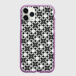Чехол iPhone 11 Pro матовый Узор геометрический из ромбов, цвет: 3D-фиолетовый