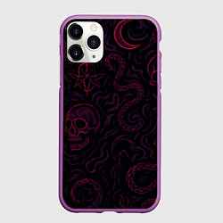 Чехол iPhone 11 Pro матовый Готичный принт с черепами и гадами