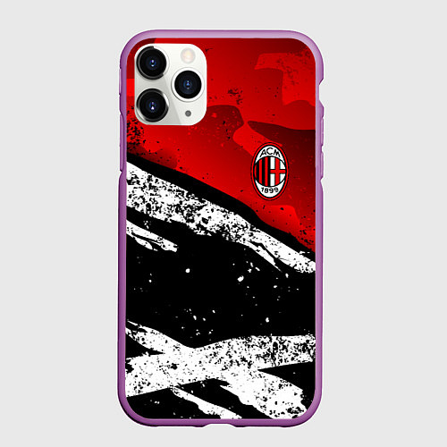 Чехол iPhone 11 Pro матовый ФК Милан - потертости / 3D-Фиолетовый – фото 1