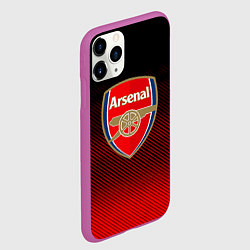 Чехол iPhone 11 Pro матовый Arsenal текстура полосы красные, цвет: 3D-фиолетовый — фото 2