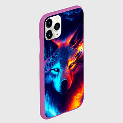 Чехол iPhone 11 Pro матовый Волк льда и пламени, цвет: 3D-фиолетовый — фото 2