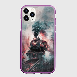 Чехол iPhone 11 Pro матовый Винтажный паровоз, цвет: 3D-фиолетовый