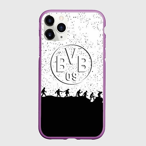 Чехол iPhone 11 Pro матовый Borussia спорт лого люди / 3D-Фиолетовый – фото 1