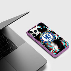 Чехол iPhone 11 Pro матовый Chelsea тропики глитч текстура, цвет: 3D-фиолетовый — фото 2