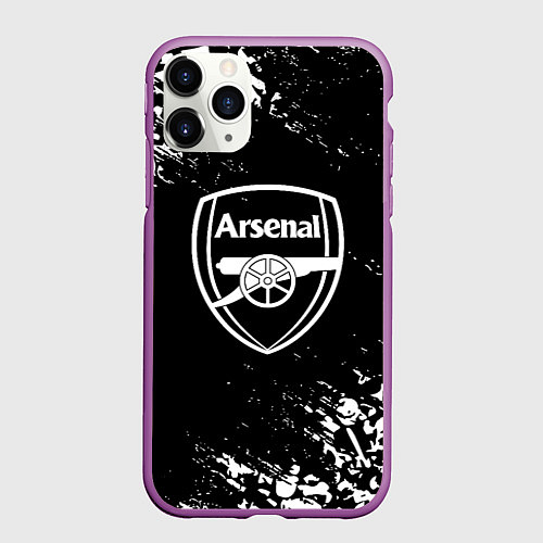 Чехол iPhone 11 Pro матовый Арсенал черепа краски / 3D-Фиолетовый – фото 1
