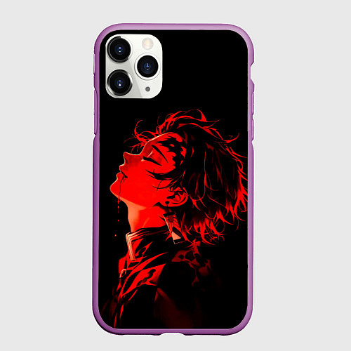 Чехол iPhone 11 Pro матовый Клинок, рассекающий демонов Танддиро / 3D-Фиолетовый – фото 1