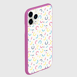 Чехол iPhone 11 Pro матовый Цветные точки и дуги на белом, цвет: 3D-фиолетовый — фото 2