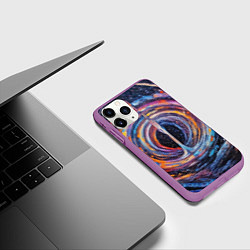 Чехол iPhone 11 Pro матовый Водоворот красок с брызгами, цвет: 3D-фиолетовый — фото 2