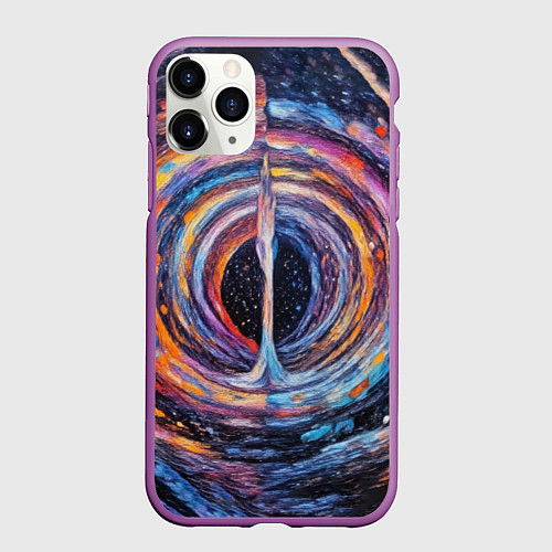 Чехол iPhone 11 Pro матовый Водоворот красок с брызгами / 3D-Фиолетовый – фото 1