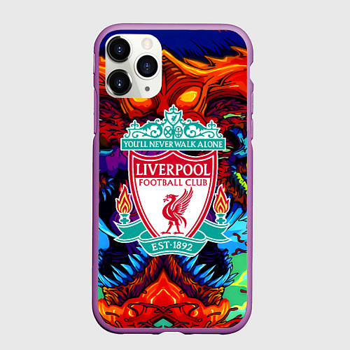 Чехол iPhone 11 Pro матовый Ливерпуль монстр / 3D-Фиолетовый – фото 1