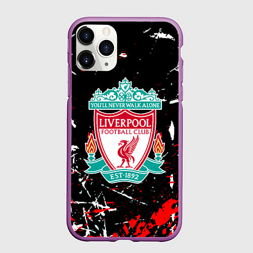 Чехол iPhone 11 Pro матовый Liverpool штрихи красок / 3D-Фиолетовый – фото 1