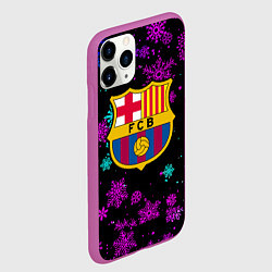 Чехол iPhone 11 Pro матовый Барселона неоновые снежинки, цвет: 3D-фиолетовый — фото 2