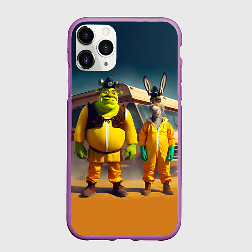 Чехол iPhone 11 Pro матовый Шрек и Данки пустились во все тяжкие / 3D-Фиолетовый – фото 1