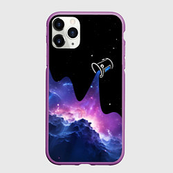 Чехол iPhone 11 Pro матовый Потеки космической краски, цвет: 3D-фиолетовый