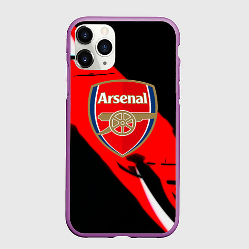 Чехол iPhone 11 Pro матовый Арсенал геометрия полосы краски / 3D-Фиолетовый – фото 1