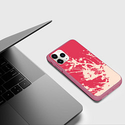 Чехол iPhone 11 Pro матовый Бежевый взрыв на розовом, цвет: 3D-малиновый — фото 2