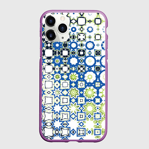 Чехол iPhone 11 Pro матовый Сине-зеленая абстракция / 3D-Фиолетовый – фото 1