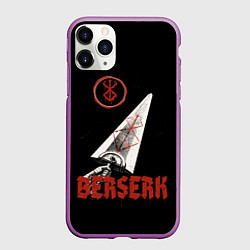 Чехол iPhone 11 Pro матовый Меч Берсерка, цвет: 3D-фиолетовый