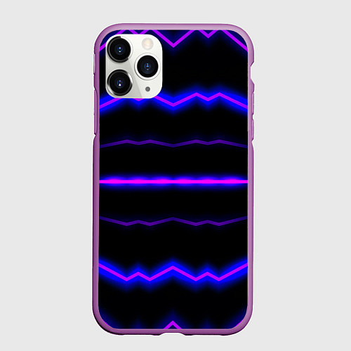 Чехол iPhone 11 Pro матовый Color multicoloured neon stripes / 3D-Фиолетовый – фото 1