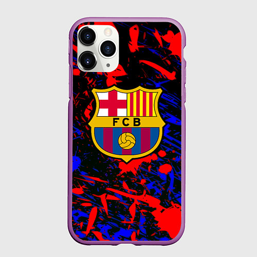 Чехол iPhone 11 Pro матовый Барселона абстрактные краски / 3D-Фиолетовый – фото 1