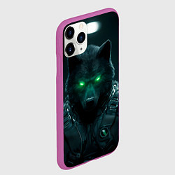 Чехол iPhone 11 Pro матовый Киберпанк волк в броне, цвет: 3D-фиолетовый — фото 2