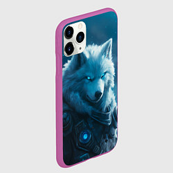 Чехол iPhone 11 Pro матовый Воин волк зимой, цвет: 3D-фиолетовый — фото 2