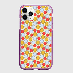 Чехол iPhone 11 Pro матовый Красные, голубые и желтые пузыри