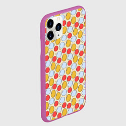 Чехол iPhone 11 Pro матовый Красные, голубые и желтые пузыри, цвет: 3D-фиолетовый — фото 2