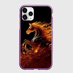 Чехол iPhone 11 Pro матовый Оранжево желтая лошадь созданная из янтаря, цвет: 3D-фиолетовый