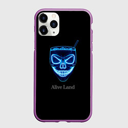 Чехол iPhone 11 Pro матовый Neon skull cocktail, цвет: 3D-фиолетовый