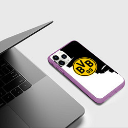 Чехол iPhone 11 Pro матовый Borussia черно белая геометрия, цвет: 3D-фиолетовый — фото 2