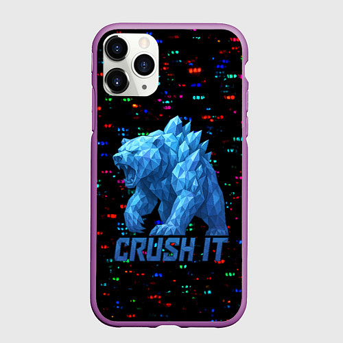 Чехол iPhone 11 Pro матовый Медведь из кристаллов / 3D-Фиолетовый – фото 1