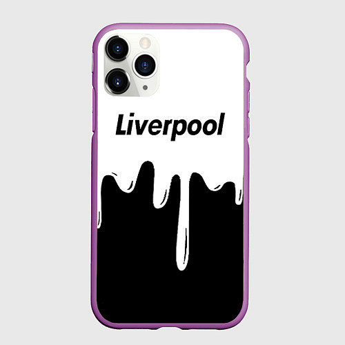 Чехол iPhone 11 Pro матовый Liverpool жидкие краски всплеск / 3D-Фиолетовый – фото 1