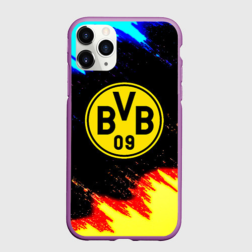 Чехол iPhone 11 Pro матовый Borussia огненные и холодные краски / 3D-Фиолетовый – фото 1