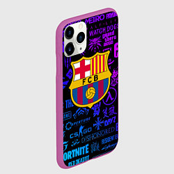 Чехол iPhone 11 Pro матовый Барселона неоновые логотипы игр, цвет: 3D-фиолетовый — фото 2