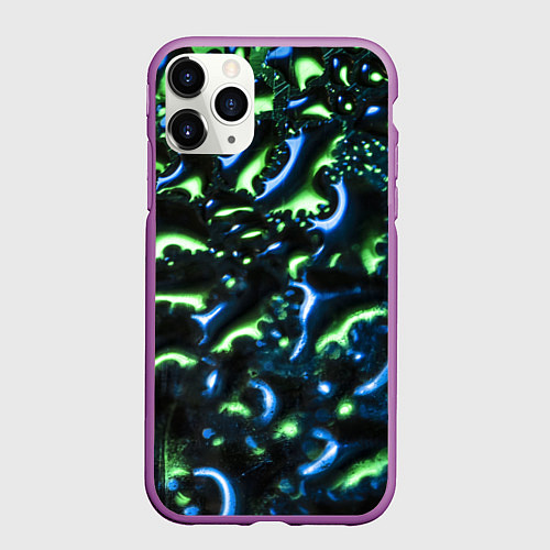 Чехол iPhone 11 Pro матовый Абстракция капли воды / 3D-Фиолетовый – фото 1