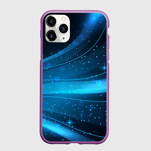 Чехол iPhone 11 Pro матовый Абстракция волнистых линий / 3D-Фиолетовый – фото 1