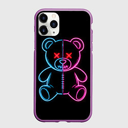 Чехол iPhone 11 Pro матовый Неоновый мишка