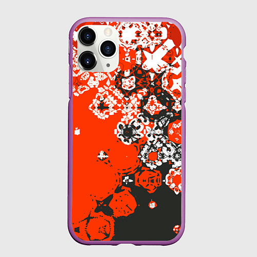 Чехол iPhone 11 Pro матовый Красно-черная метаморфоза / 3D-Фиолетовый – фото 1