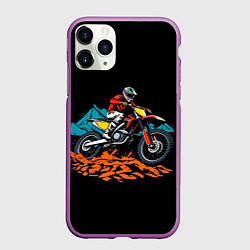 Чехол iPhone 11 Pro матовый Motocross and mountains, цвет: 3D-фиолетовый